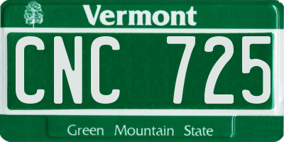 VT license plate CNC725