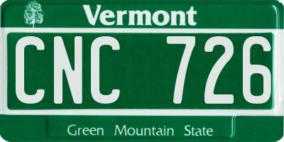 VT license plate CNC726