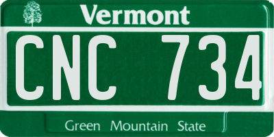 VT license plate CNC734