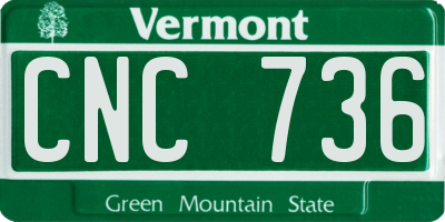 VT license plate CNC736
