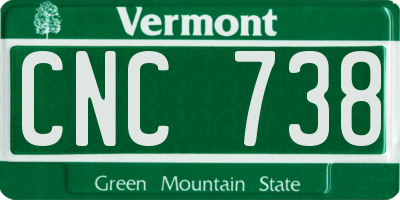 VT license plate CNC738