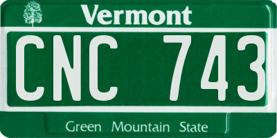VT license plate CNC743