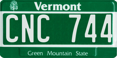 VT license plate CNC744