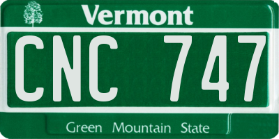 VT license plate CNC747