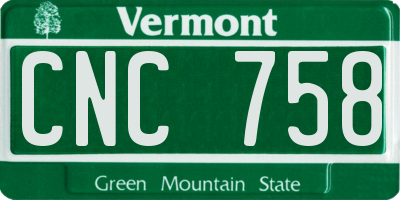 VT license plate CNC758