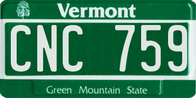 VT license plate CNC759