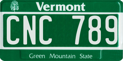 VT license plate CNC789