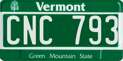 VT license plate CNC793