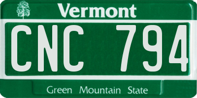 VT license plate CNC794