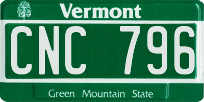 VT license plate CNC796