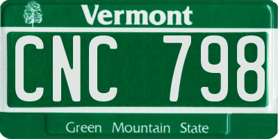 VT license plate CNC798