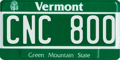 VT license plate CNC800