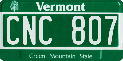 VT license plate CNC807