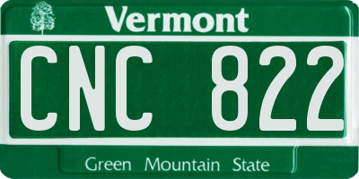 VT license plate CNC822