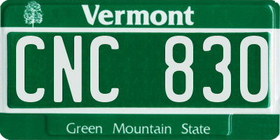 VT license plate CNC830