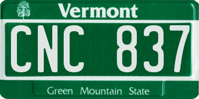 VT license plate CNC837