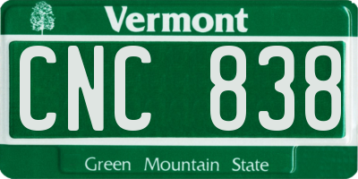 VT license plate CNC838