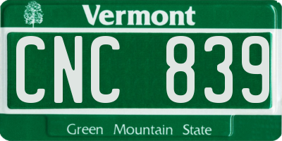 VT license plate CNC839