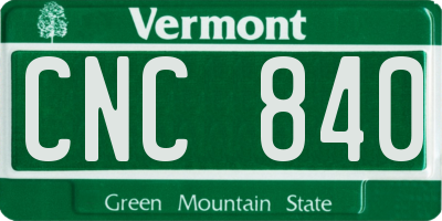 VT license plate CNC840