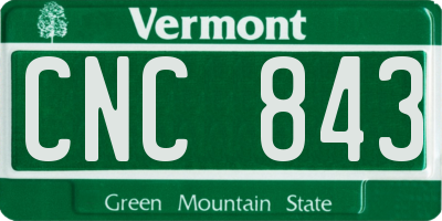 VT license plate CNC843