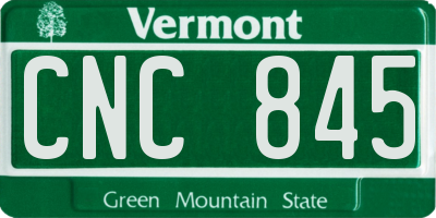 VT license plate CNC845