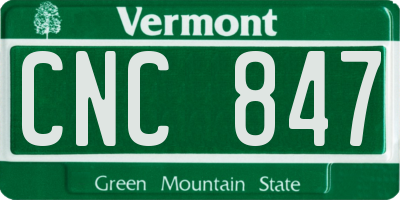 VT license plate CNC847