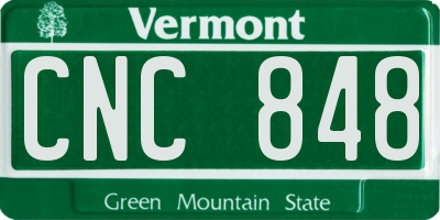 VT license plate CNC848