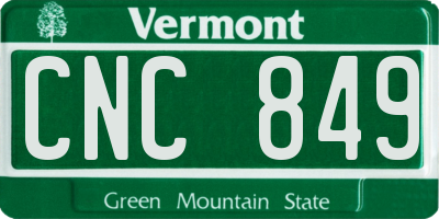 VT license plate CNC849
