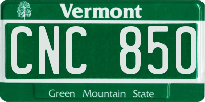 VT license plate CNC850