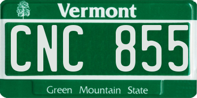 VT license plate CNC855