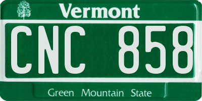 VT license plate CNC858