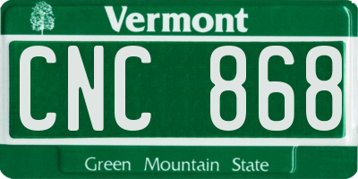 VT license plate CNC868