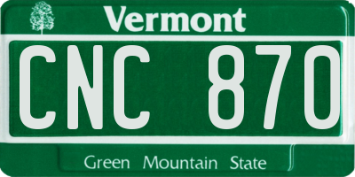 VT license plate CNC870
