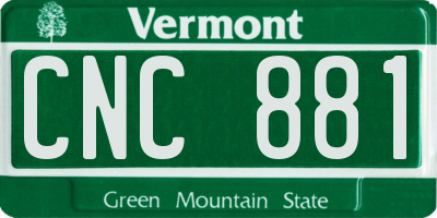 VT license plate CNC881