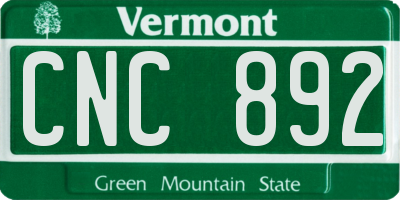 VT license plate CNC892
