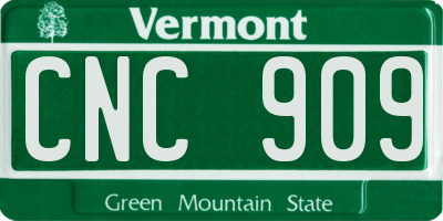 VT license plate CNC909