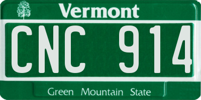 VT license plate CNC914