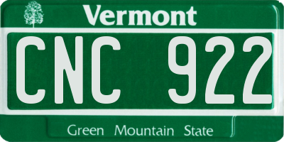 VT license plate CNC922