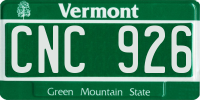 VT license plate CNC926