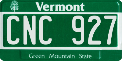 VT license plate CNC927
