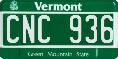 VT license plate CNC936