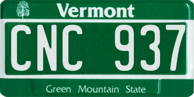 VT license plate CNC937