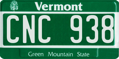 VT license plate CNC938