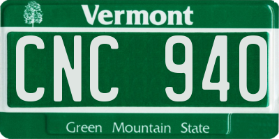 VT license plate CNC940
