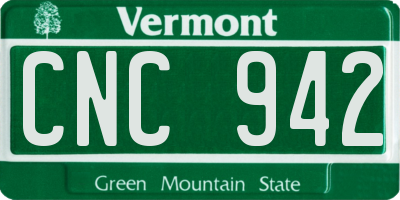 VT license plate CNC942