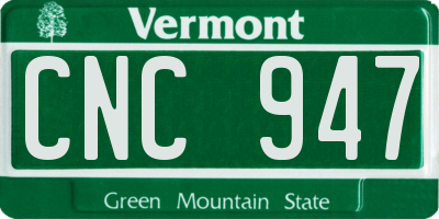 VT license plate CNC947