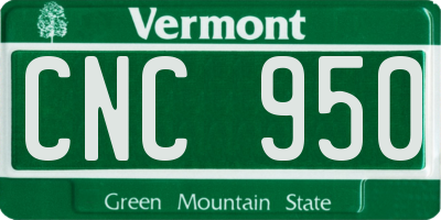 VT license plate CNC950