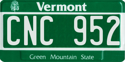 VT license plate CNC952