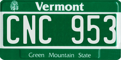 VT license plate CNC953