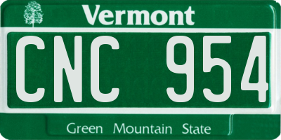 VT license plate CNC954